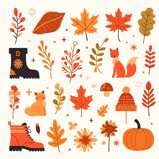 Vector minimal vector post of autumn elements collection