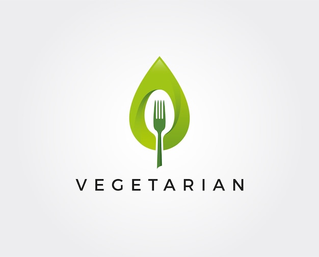 Minimal vegetarian logo template 