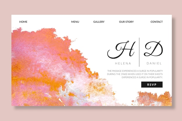 Minimal wedding landing page template