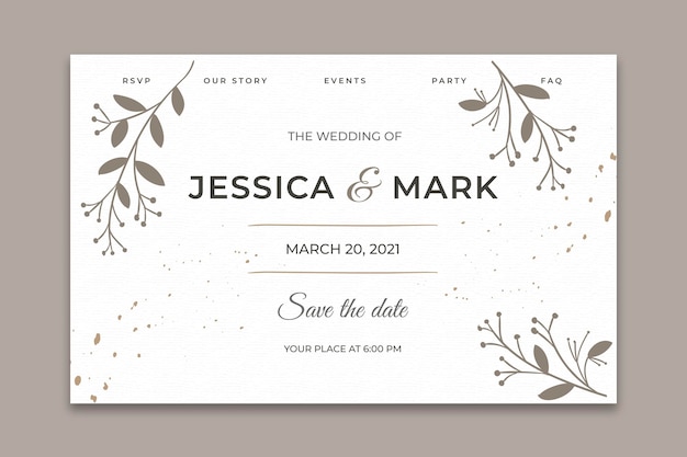 Minimal wedding landing page