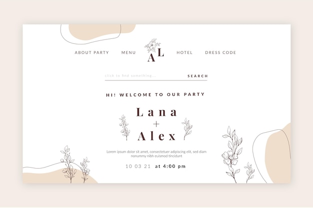 Minimal wedding landing page