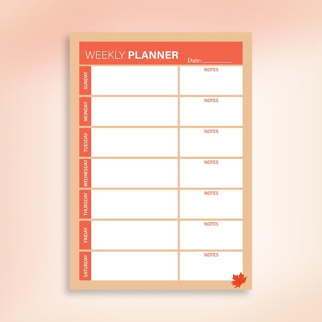 Minimal Weekly todo list organizer template design