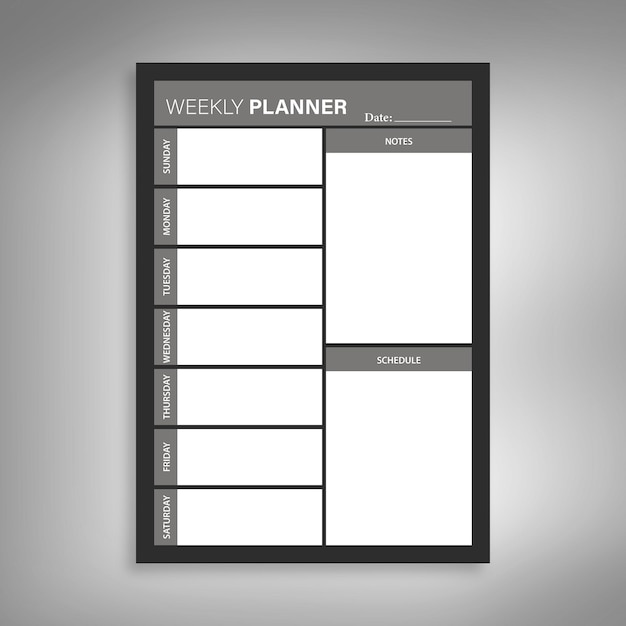 Vector minimal weekly todo list organizer template design