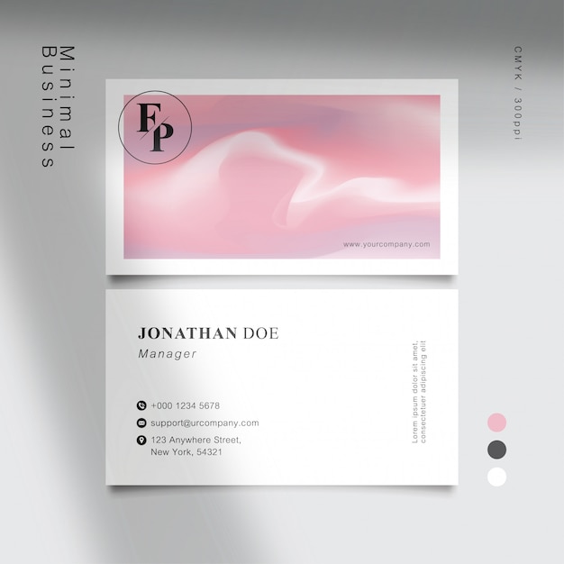 Minimal white sweet pink business card