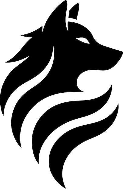 minimal wolf silhouette vector black color silhouette white background 6