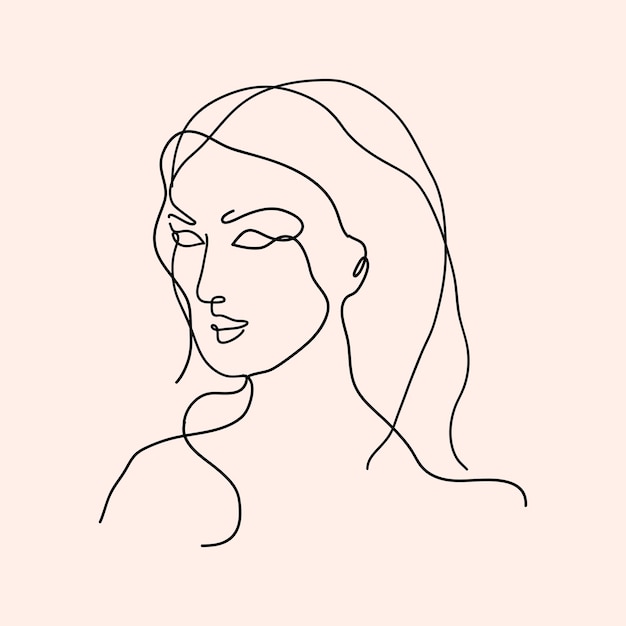 minimal woman hand drawn illustration one line style drawing