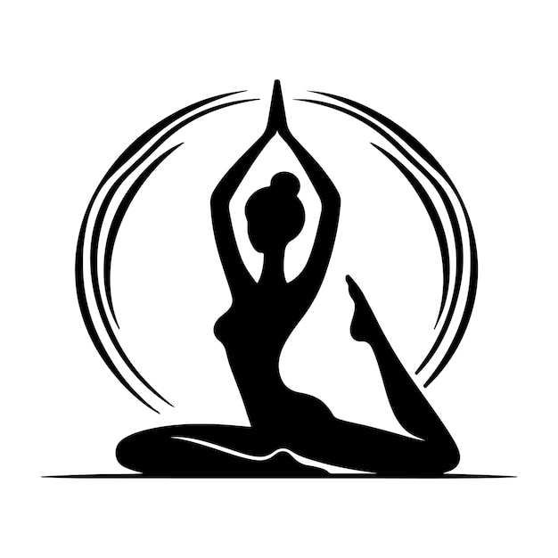 Minimal Yoga logo silhouette isolated on white background