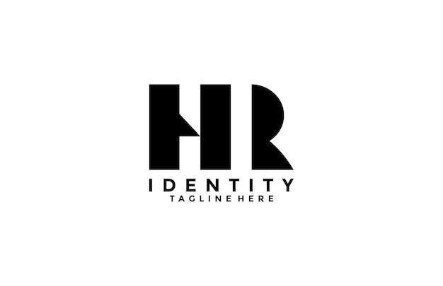 Minimalism Initial HR Logogram Design Vector