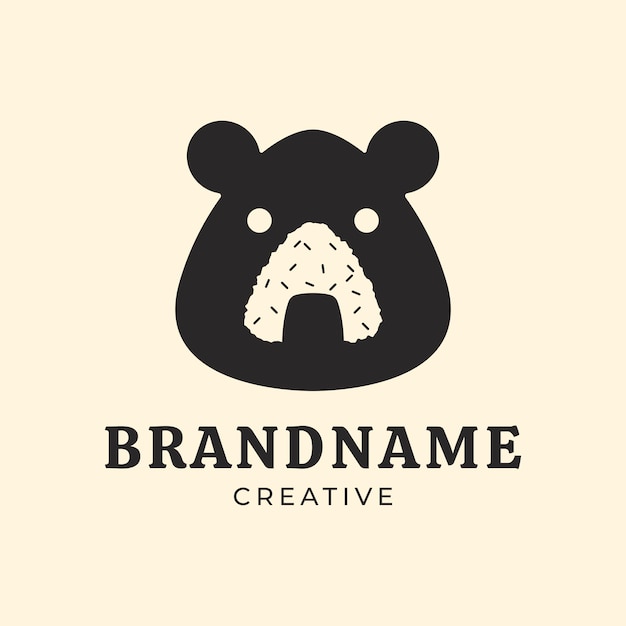 Minimalism japan rice bear logo design