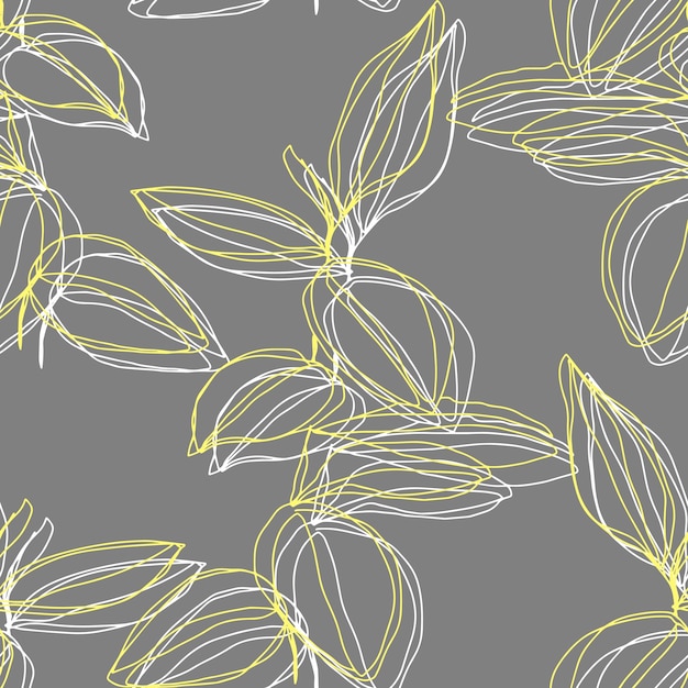 Minimalism line art foliage vector seamless pattern