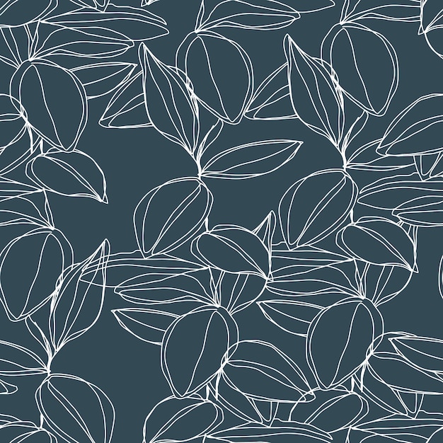 Minimalism line art foliage vector seamless pattern