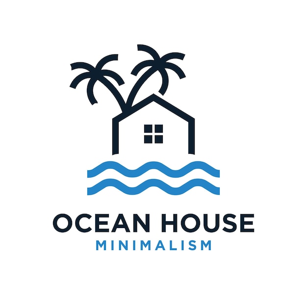 Minimalism water house vector logo design