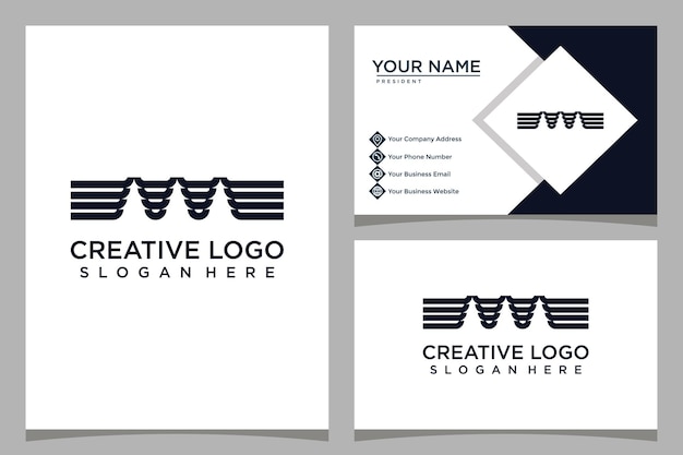 minimalist 3 pine tree design logo template and business card design