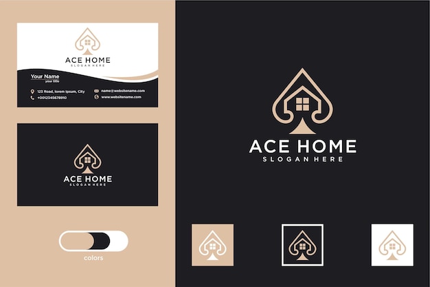 minimalist ace house logo design and business card