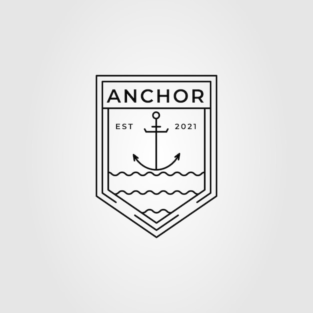 Minimalist anchor or nautical line art logo vector illustration design