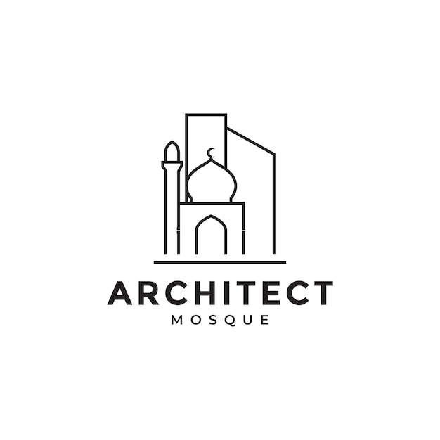 Minimalist architect mosque icon logo design