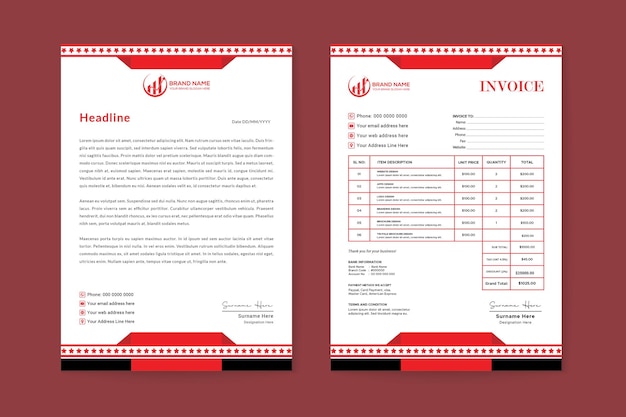 Minimalist architectural creative letterhead and invoice template design