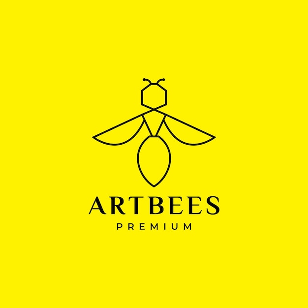 Minimalist art bee line modern logo design