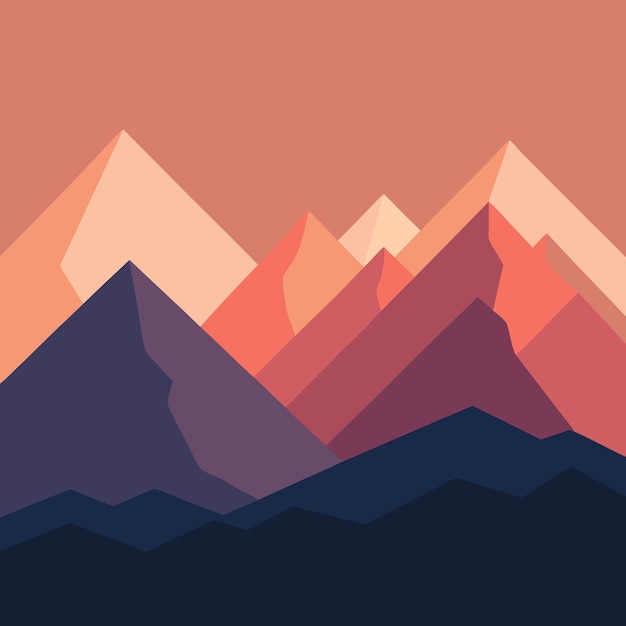 Vector minimalist background with a stylized mountain range using flat solid colors