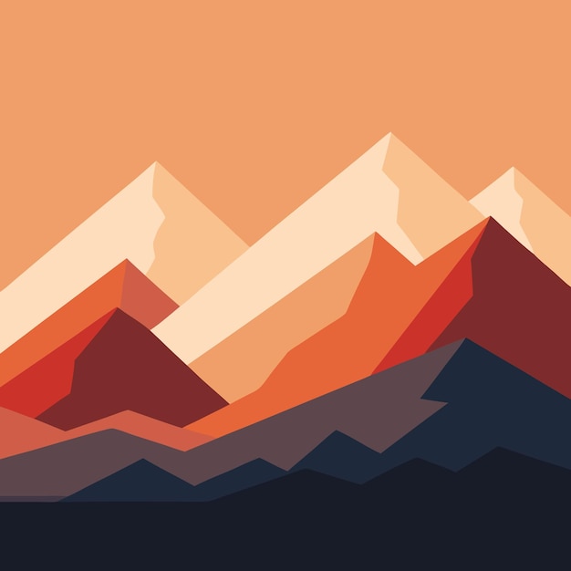 Vector minimalist background with a stylized mountain range using flat solid colors