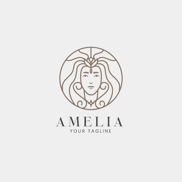 Minimalist beauty queen logo design template