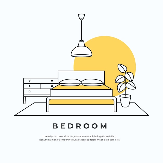 Minimalist Bedroom Interior Illustration