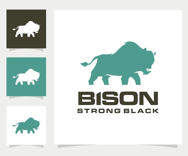 minimalist bison design vector logo