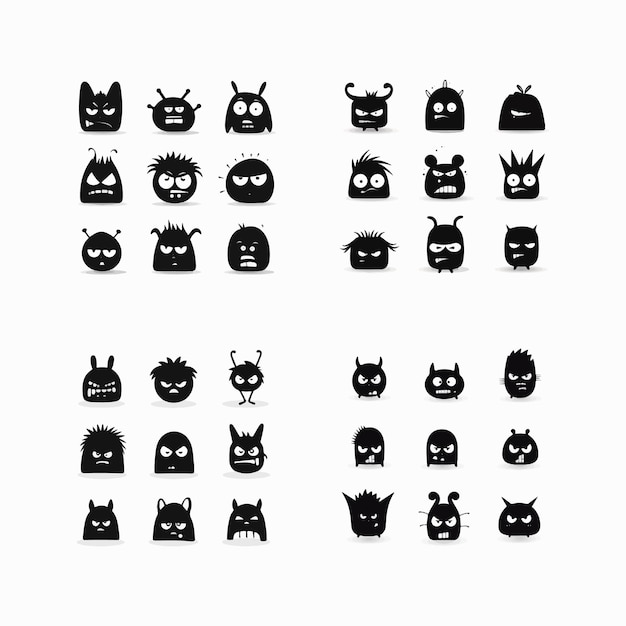 Minimalist black avatars with different emotions vector