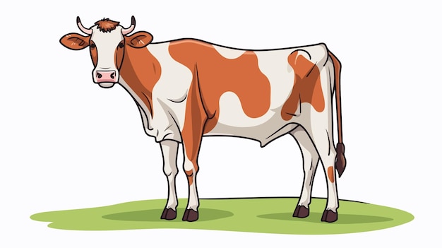 Minimalist Black Line Drawing of Cow Standing Vector Illustration