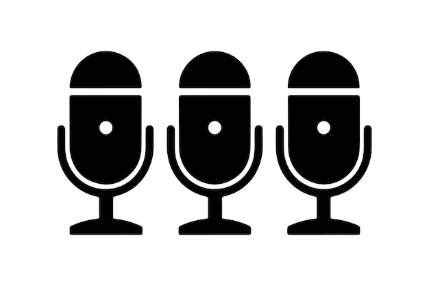 Minimalist Black Microphone Icon Set Simple Silhouette Vector Illustrations Variants for Karaoke