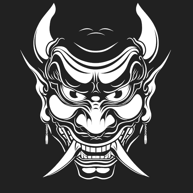 Vector minimalist black and white oni mask