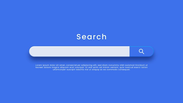 Minimalist blank search bar on blue background