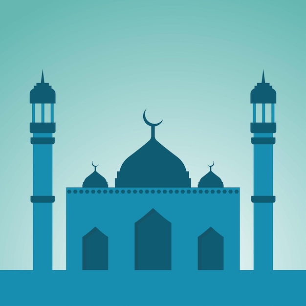 minimalist blue mosque Islamic architecture eflat vector