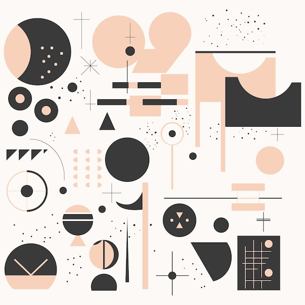 Vector minimalist brutalist design components futuristic forms geometric shapes and stars versatile ab