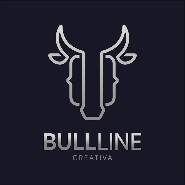 Minimalist bull lines code logo design