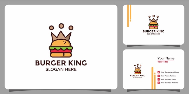 Minimalist burger king logo design template