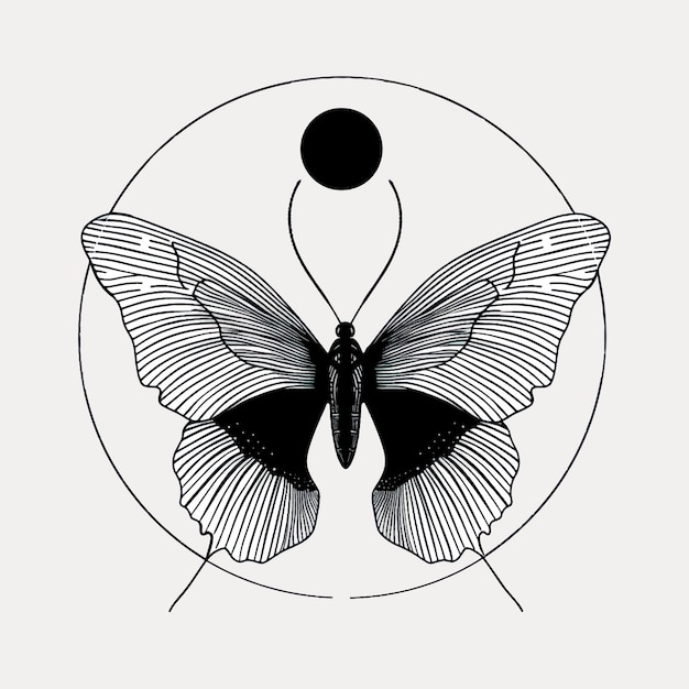 Minimalist butterfly geometric tattoo design