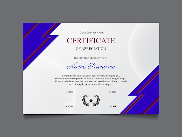 Minimalist certificate design template