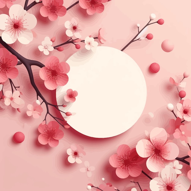 a minimalist cherry blossom with flat design style