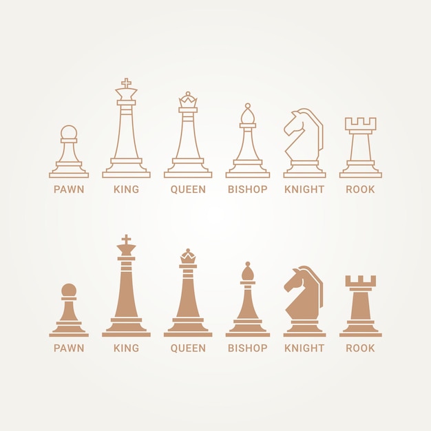 Minimalist collection of chess piece design element logo template vector illustration design