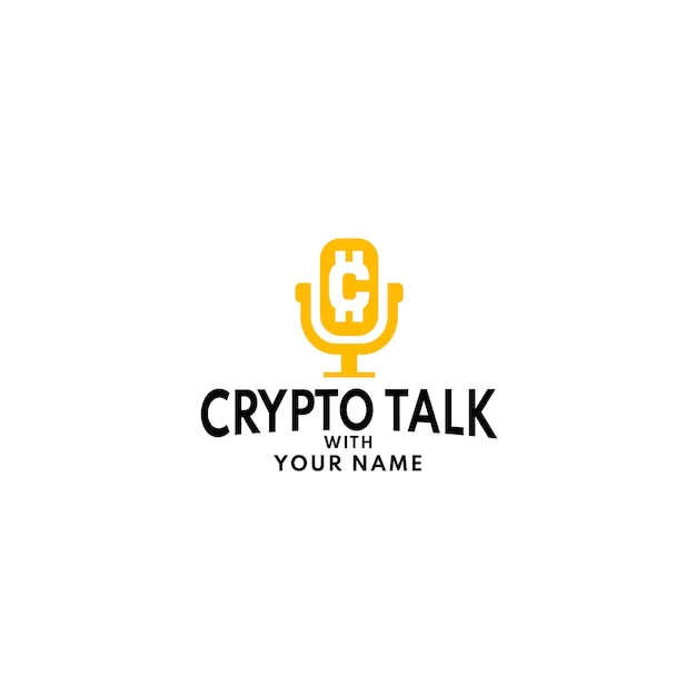 minimalist crypto talk logo podcast crypto logo design with mic concept