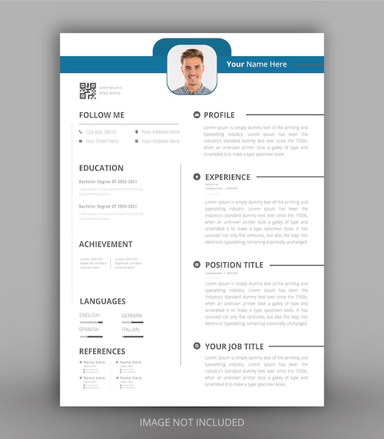 Minimalist curriculum vitae stationery cv template