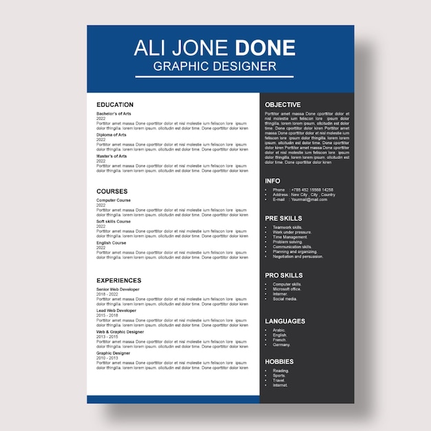 minimalist cv template