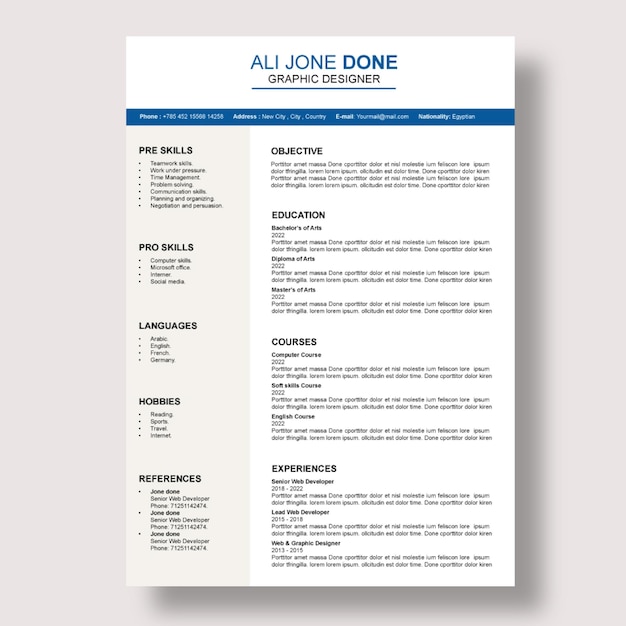 minimalist cv template