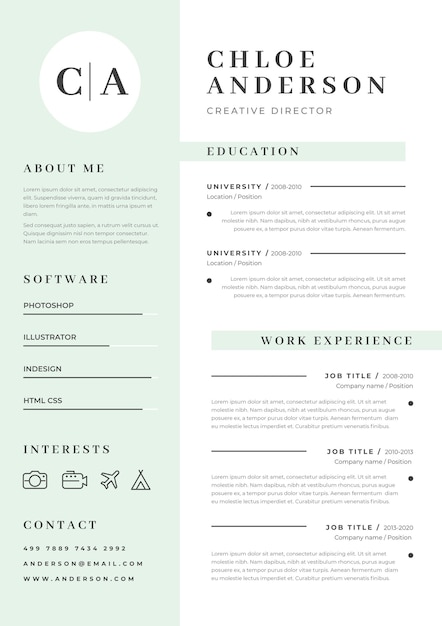 Minimalist cv template