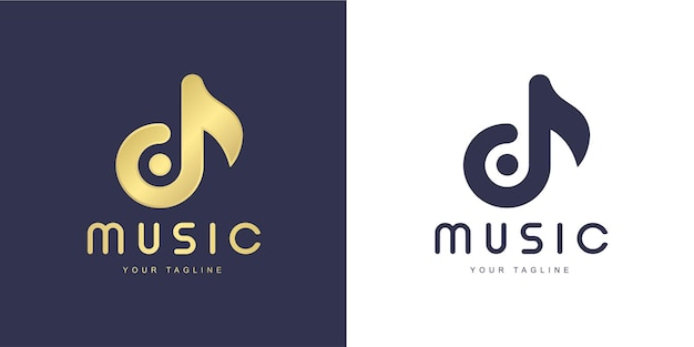 Minimalist D letter logo with "music" and "singing" concept