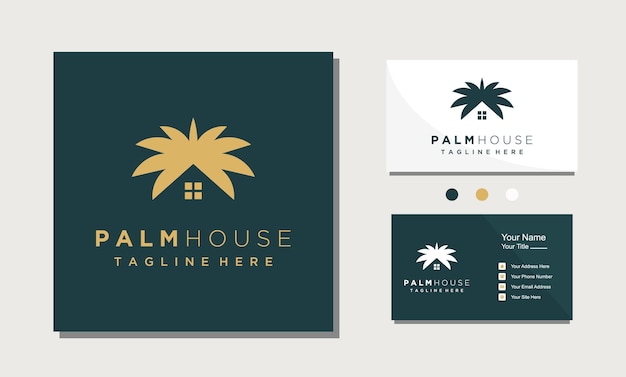 Minimalist date palm house gold logo design inspiration