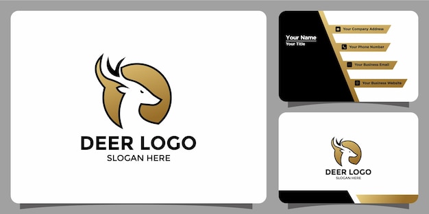 Minimalist deer logo design and branding card template