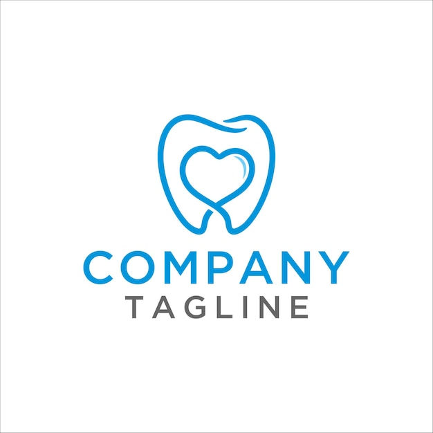 Minimalist Dental clinic logo design. love blue fresh