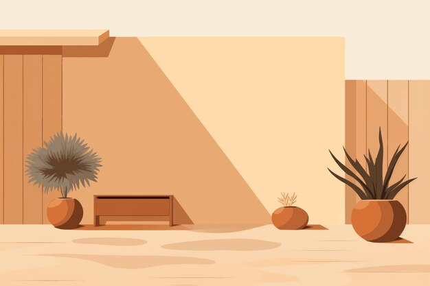 Vector minimalist desert courtyard design